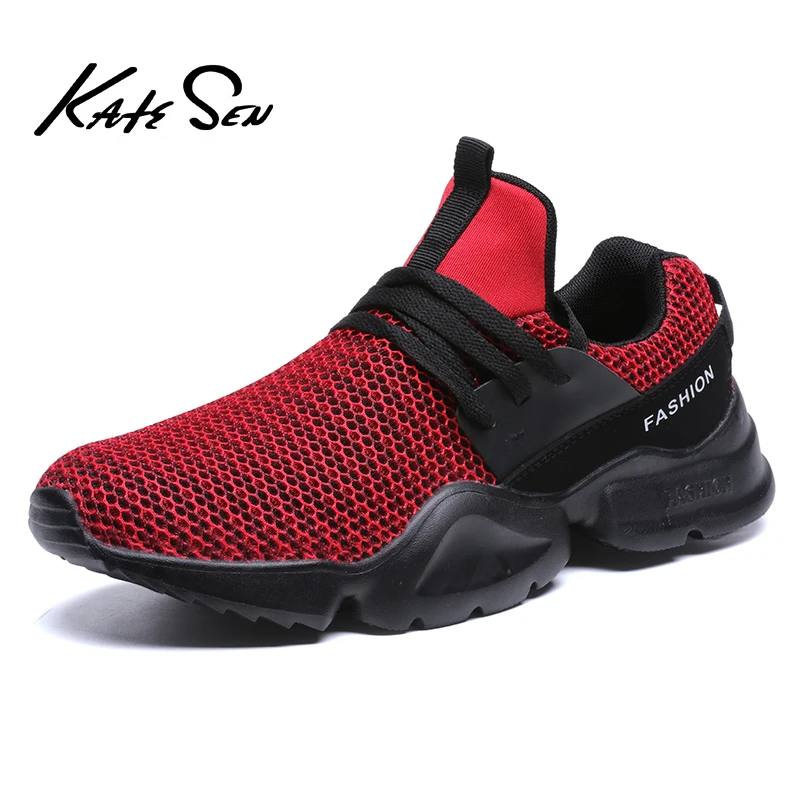

KATESEN summer men's sneakers Flyknit breathable casual shoes lightweight non-slip Tenis Masculino Outdoor Walkng Jogging Shoes