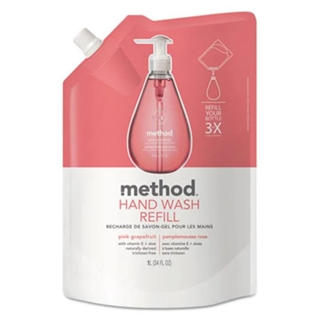Method Products 00655CT Gel Hand Wash Refill Pink Grapefruit Scent - 34 oz.