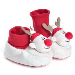 Для Новорожденных Для маленьких мальчиков девочек Новогодние товары Обувь для младенцев мягкая подошва против скольжения Кроссовки