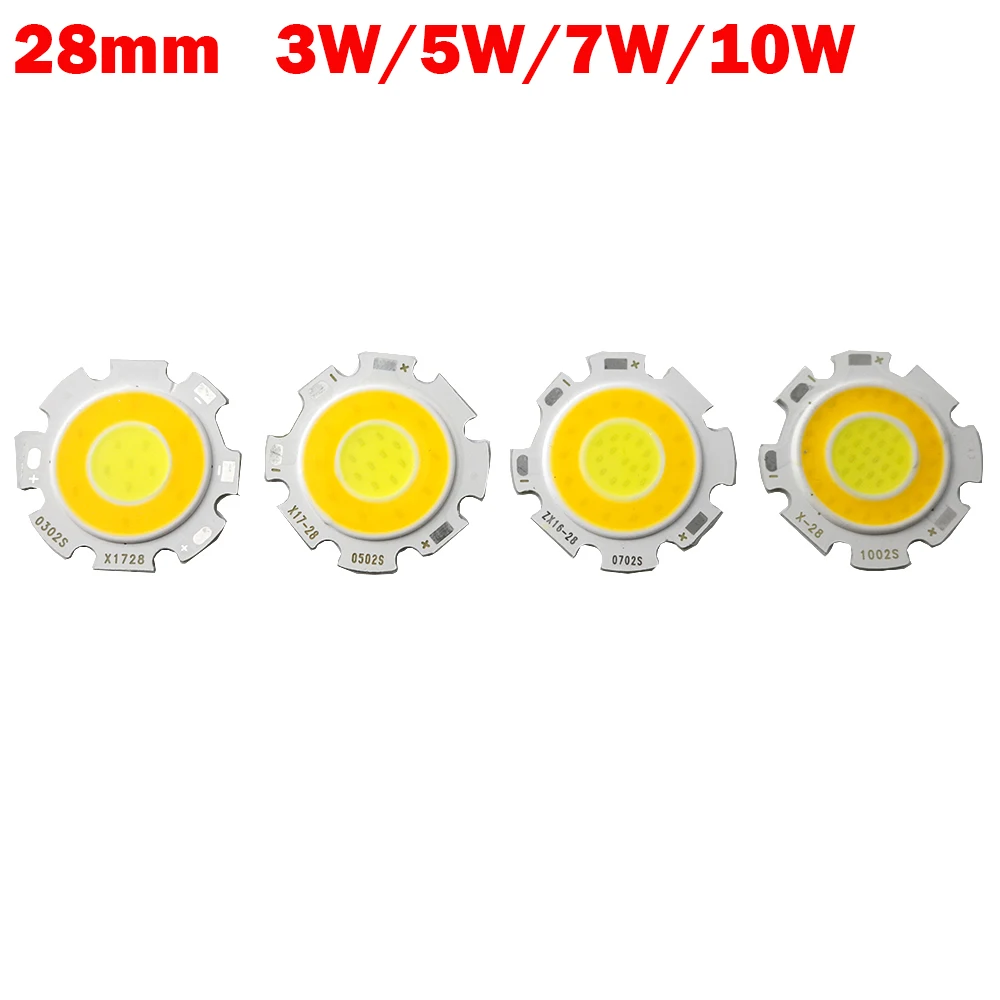 10 шт. 28 мм двойной цвет 3000-6500K Диммируемый круглый светодиодный COB Чип-светильник Модуль источника 3 Вт 5 Вт 7 Вт 10 Вт COB светодиодный светильник Точечный светильник лампа