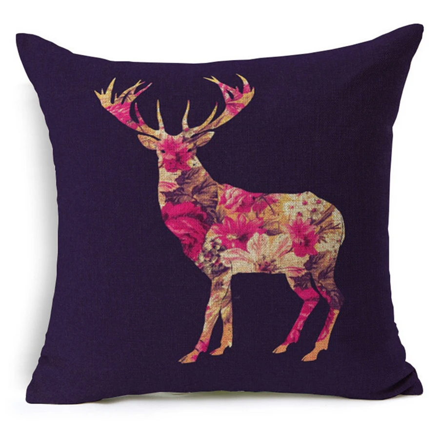 Deer Elk Christmas Decorative Sofa Throw Pillow Case Office Chair Cushion Cover Home Decor