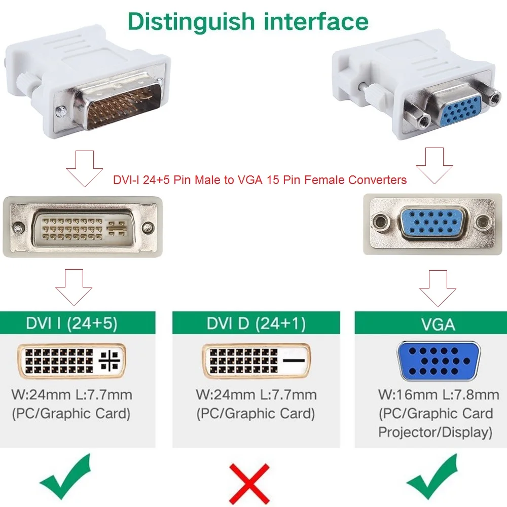 Переходник DVI VGA I адаптер 24 + 5 папа HD15 Женский Поддержка 1080P для DVD TV HDTV компьютера