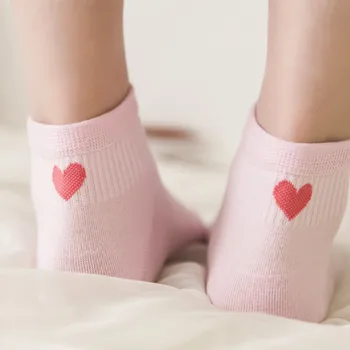

New Cute Women's Love Heart Socks.Casual Cotton Girl's Ladies Lolita Embroidery Love Short Socks Sock Female Hosiery Sox
