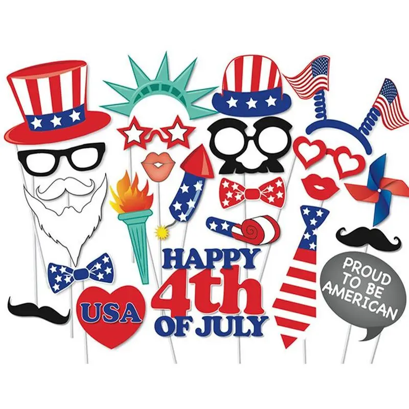 День независимости США счастливый 4 июля фото стенд реквизит на палочках все американские вечерние поставки