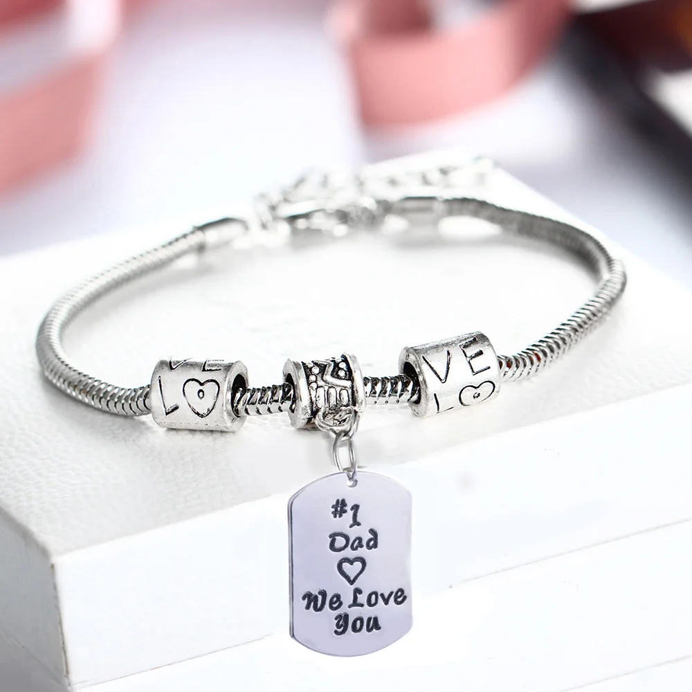 Dad We Love You очаровательный браслет с сердечком собачий ярлык регулируемый подарок