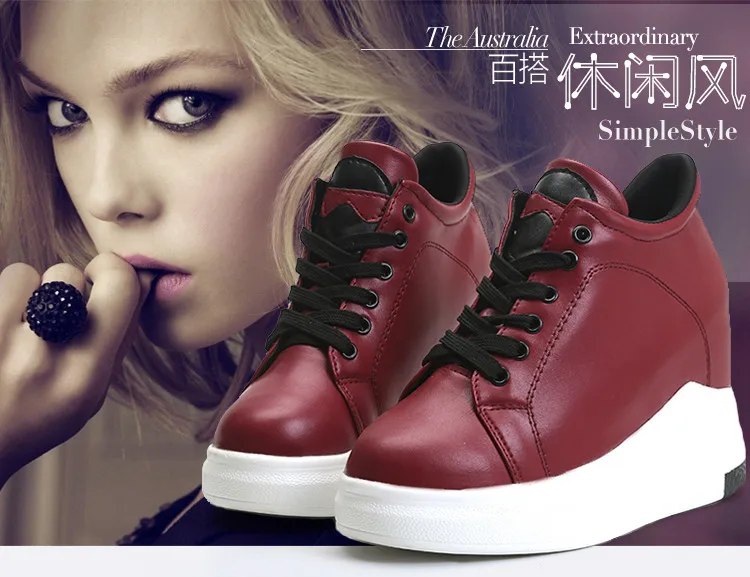 

MoBeiNi Autumn women's platform sneakers added indoor casual shoes women's shoes black, white, red