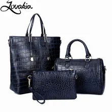 3 Unids Alligator Crocodile Mujeres Set Bolso de Cuero Famosa Marca de Lujo de Las Mujeres Bolsos de Hombro Bolsos de Las Señoras Bolso de Embrague Del Monedero