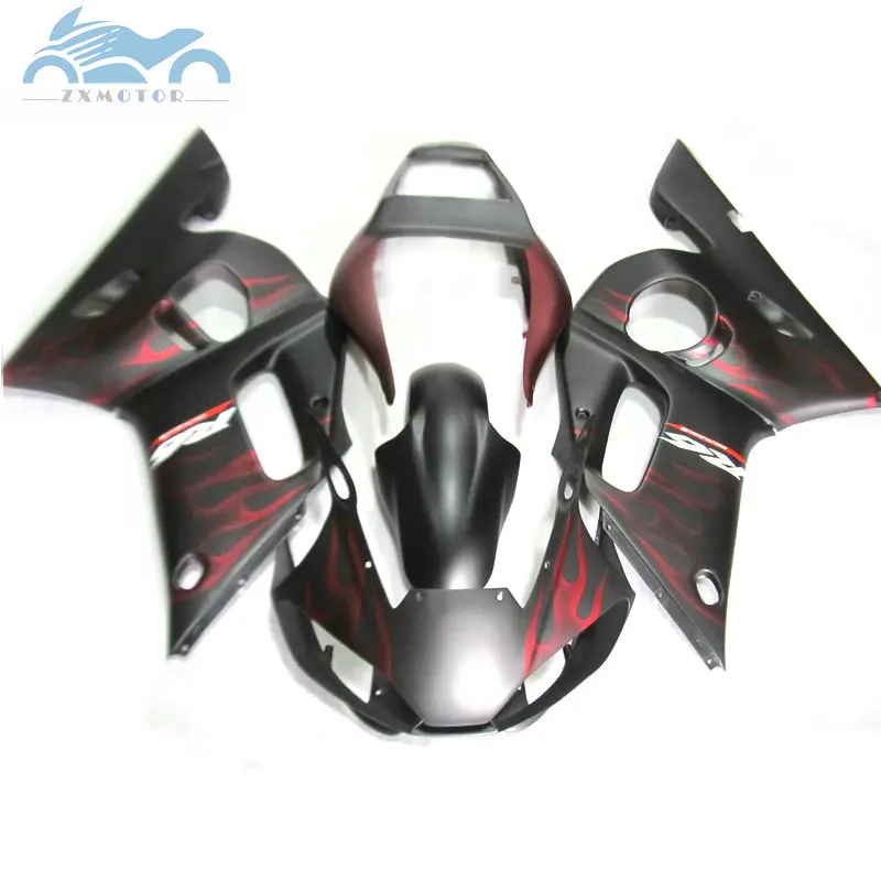 

Motorcycle fairings kit for YAMAHA R6 YZFR6 1998 1999 2001 2002 YZF R6 98-02 ABS plastic fairing kits red flames body kits EB48