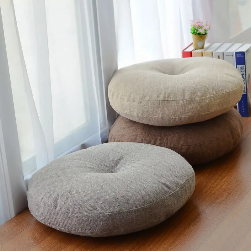 Round Shape Cotton Linen Seat Cushion