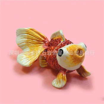 

European Chinese style Metal enamel painted crafts goldfish fish model, home desktop decor decoration ornaments(A571)