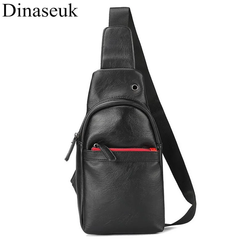 

Newest Men Women Chest Shoulder Bag Black Pu leather Crossbody Sling pack for Travel Phone Men Women Bag Dropshipping