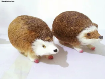

about 20x10x9cm simulation hedgehog hard model prop polyethylene&real furs handicraft home decoration gift s1565