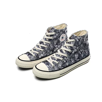 

High top canvas shoes female students hand-painted classic graffiti casual breathable couple of summer new men and women gao ban