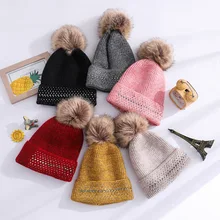 Шапка бини женская зимняя Осенняя мягкая шапка Skullies Beanies со стразами Вязаная Шерстяная Шапка Повседневная модная женская теплая шапка s