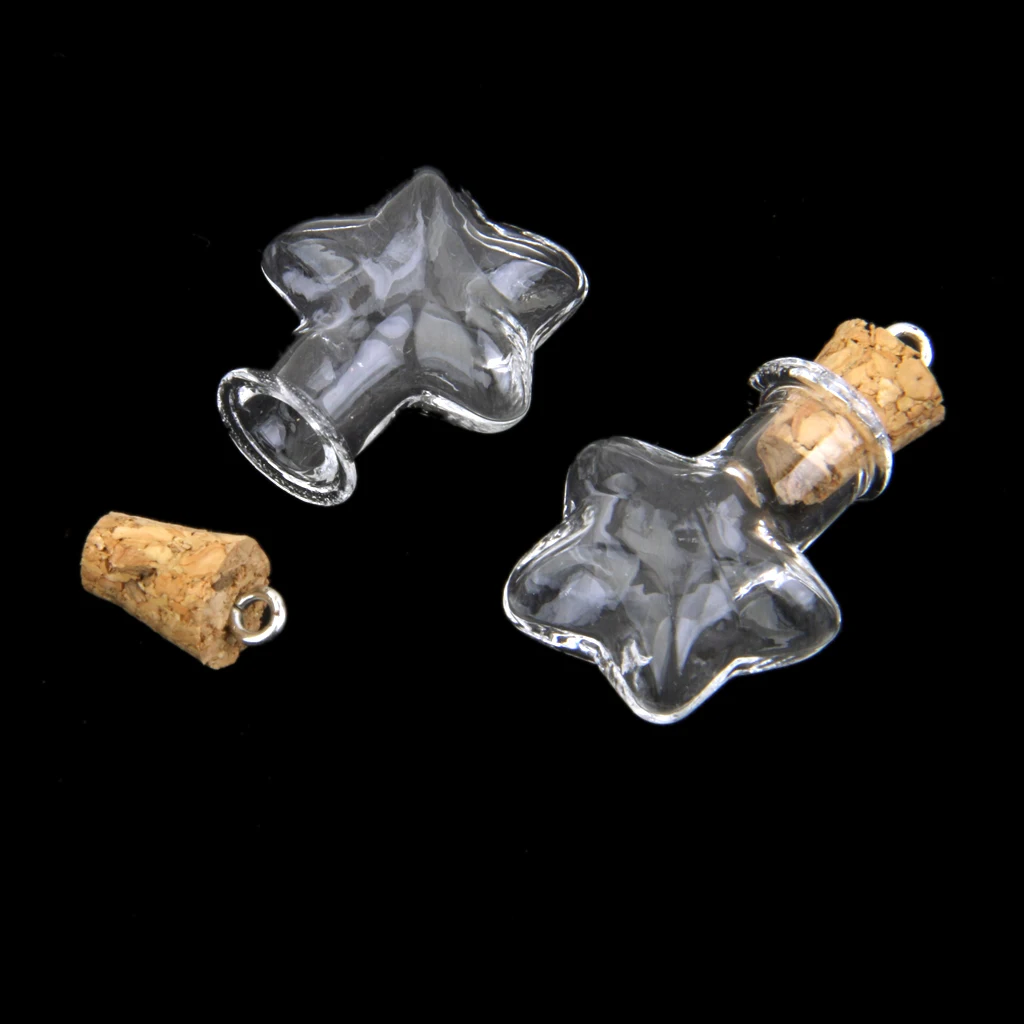 20 Pieces Bulk Glass Cork Bottle Star Heart Jars Vial Wishing Bottles Pendant DIY Making Craft Jewelry Accessories