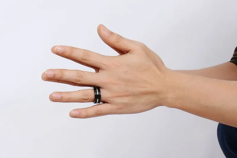 Meaeguet Wire Black Ring For Men 9MM Wide Male Party Stainless Steel Cables Rings Punk Rock Ring Men Jewelry (17)