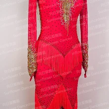 Румба джив чача латинский танец платье бальное платье Одежда для танцев красная бахрома латинский костюм Подсолнух Румба танцевальное платье es