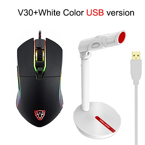 Motospeed V30 мышь геймерская RGB программирующая игровая мышь оптическая мышь с подсветкой дышащий светодиодный USB микрофон для компьютерных игр - Цвет: Black n White USB