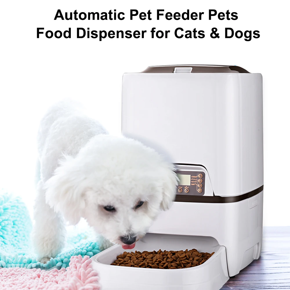 

6L 4 Meals Automatic Pet Feeder Food Dispenser for Cats Dogs with LCD Display Voice Recording Timer Programmable Portion Control