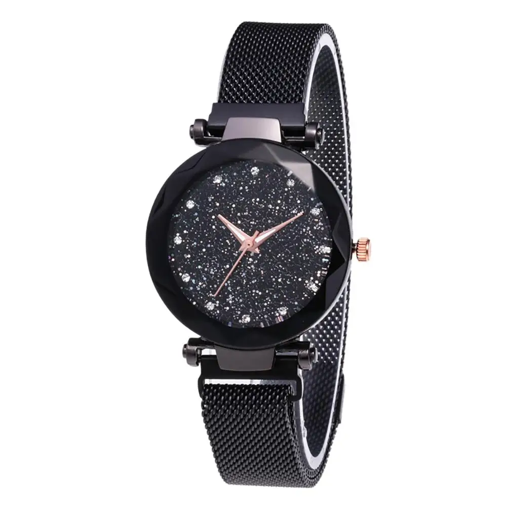 

Fashion Starry Sky Rhinestone Magnetic Band Round Dial Quartz Women Wrist Watch zegarek damski