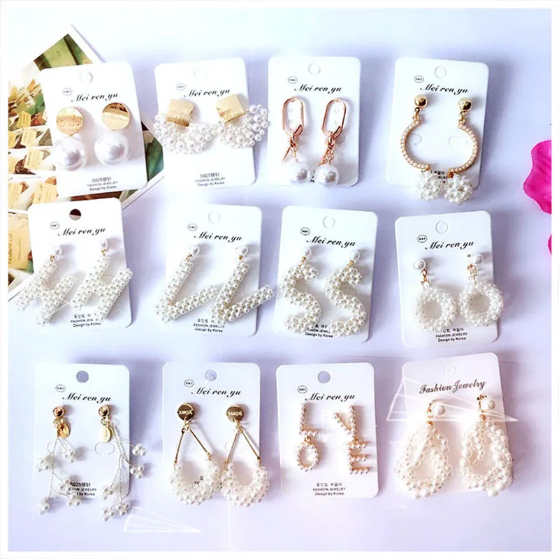 

2019 New Handmade Simulated Pearl Letter Ball Drop Earrings For Women Fashion Personality Dangle Pendientes Party Ear Jewelry
