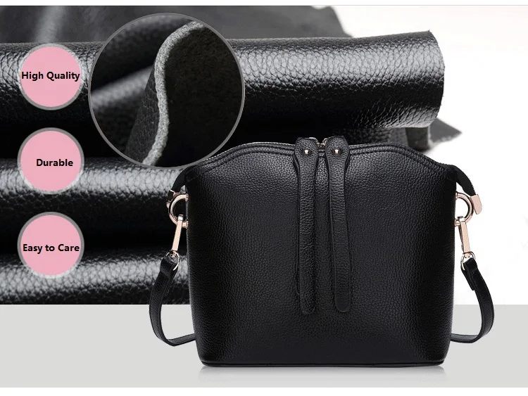 MJ Bag Ladies Genuine Leather Messenger Bag Female Real Leather Cowhide Shell Bags Womens Crossbody Shoulder Bags Solid Small (10)