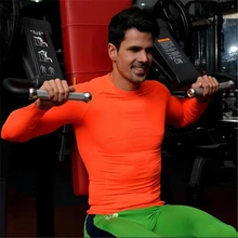 Для мужчин Фитнес одежда с длинным рукавом Базовая Слои обтягивающие Вес подъема эластичный Для мужчин s футболки для Для Бега Спортзала занятий спортом сжатия рубашки для мальчиков