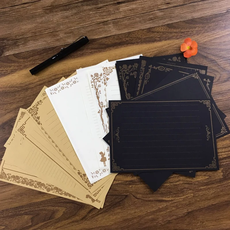 

8 Sheets Vintage Retro Design Writing Stationery Paper Pad Note Letter Set