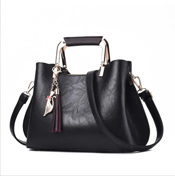Женская сумка, женские сумки, роскошная женская кожаная сумка, сумка-мессенджер, дизайнерские новые сумки для женщин и корейский стиль, с кисточками - Цвет: Черный