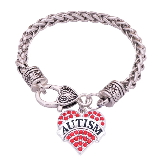Autism Bracelets Diy Crystal Heart Charm Bracelet Uni Awareness Autism Bracelets Diy Crystal Heart Charm Bracelet Uni Awareness Medical Alert For Family Gift Dropshipping