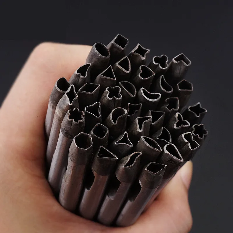 

37/20pcs /pack DIY leather punch tool 5mm/3mm shaped flower 37/20 flowers can choose petal heart wave punch tricks