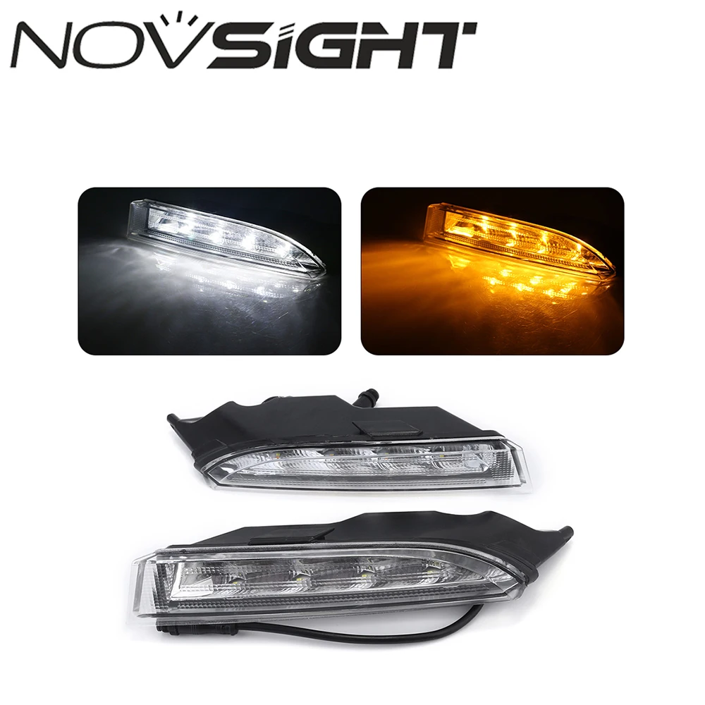 NOVSIGHT авто светодиодный дневные ходовые огни ДХО с желтым указателем поворота для