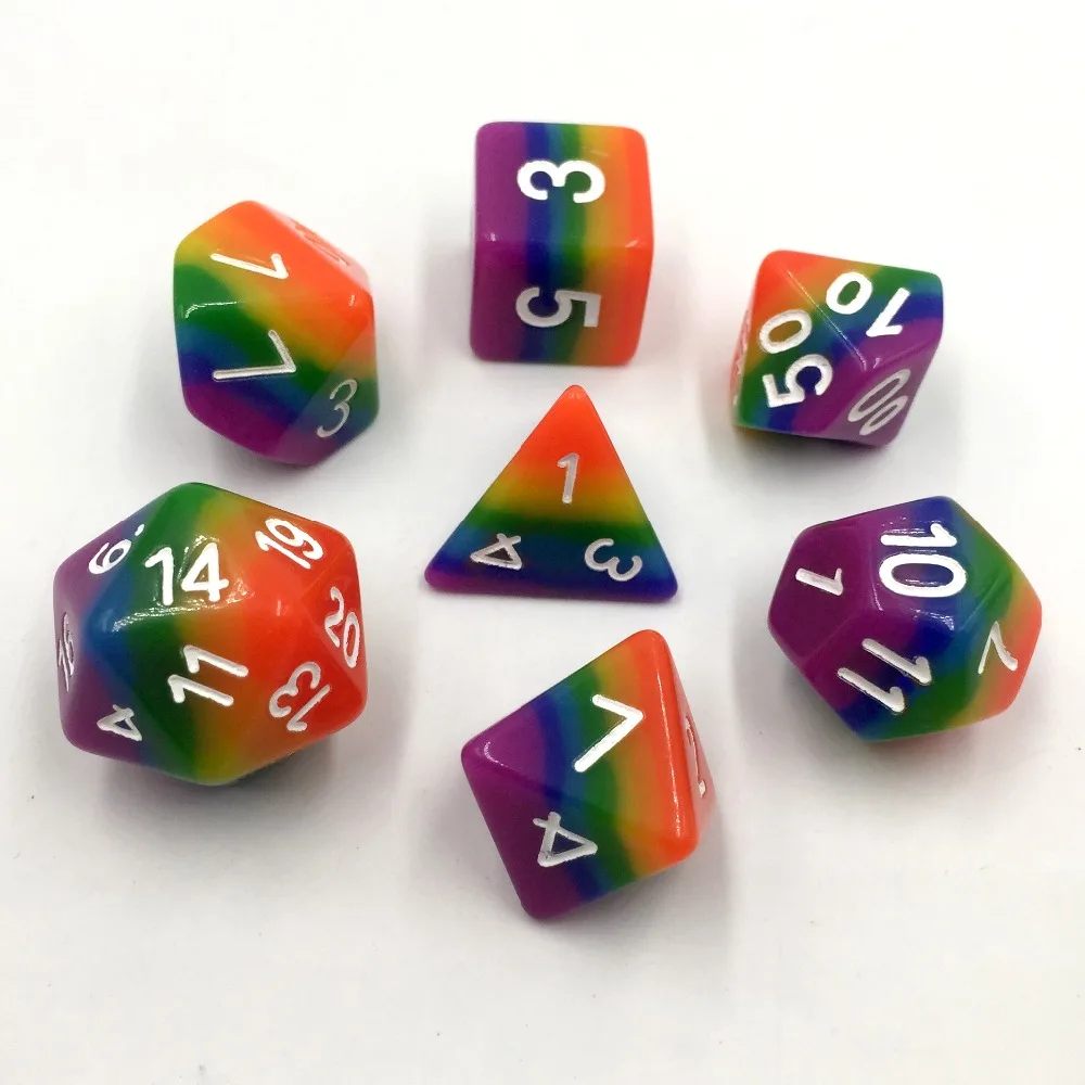 

Rollooo Two-tone RPG Dice and Rainbow DND Polyhedral Dice Dungeons and Dragons D4 D6 D8 D10 D00 D12 D20 Set of 7