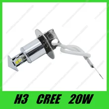 12V h3 Светодиодный светильник 20 Вт белый SMD Cree чипы XQD светодиодный Противотуманные фары Дневные Фары Светильник высокого Мощность Противотуманные фары Дневные Фары Лампы 10 шт./лот