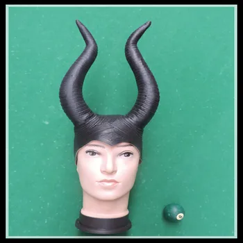 

Free shipping NEW halloween costumes cosplay Latex maleficent hat Maleficent Party MasksSleeping Demon / latex Ox horn mask