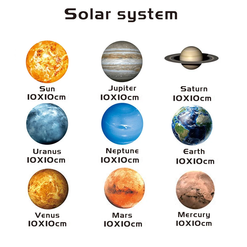 1 шт. Sun Jupiter Saturn Neptune Uranus Earth Venus Mars Mercury светящиеся планеты наклейки на стену