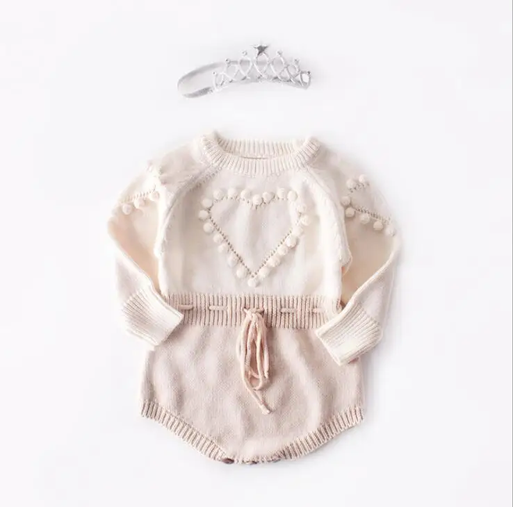 

2019 new baby girls knitted romper cotton soft fashion autumn winter babys jumpsuit 6-24 month HU985