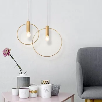 

Nordic Simply Gold Ring Pendant Light Art Style Dining Room Bar Light Romantic Bed Light Free Shipping
