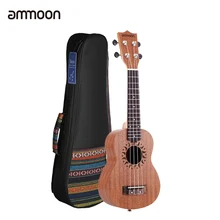 Ammoon – Ukulele acoustique de 21 pouces, avec sac de 21 pouces, corps de Sapele, touche en bois de rose, 15 frettes, 4 cordes