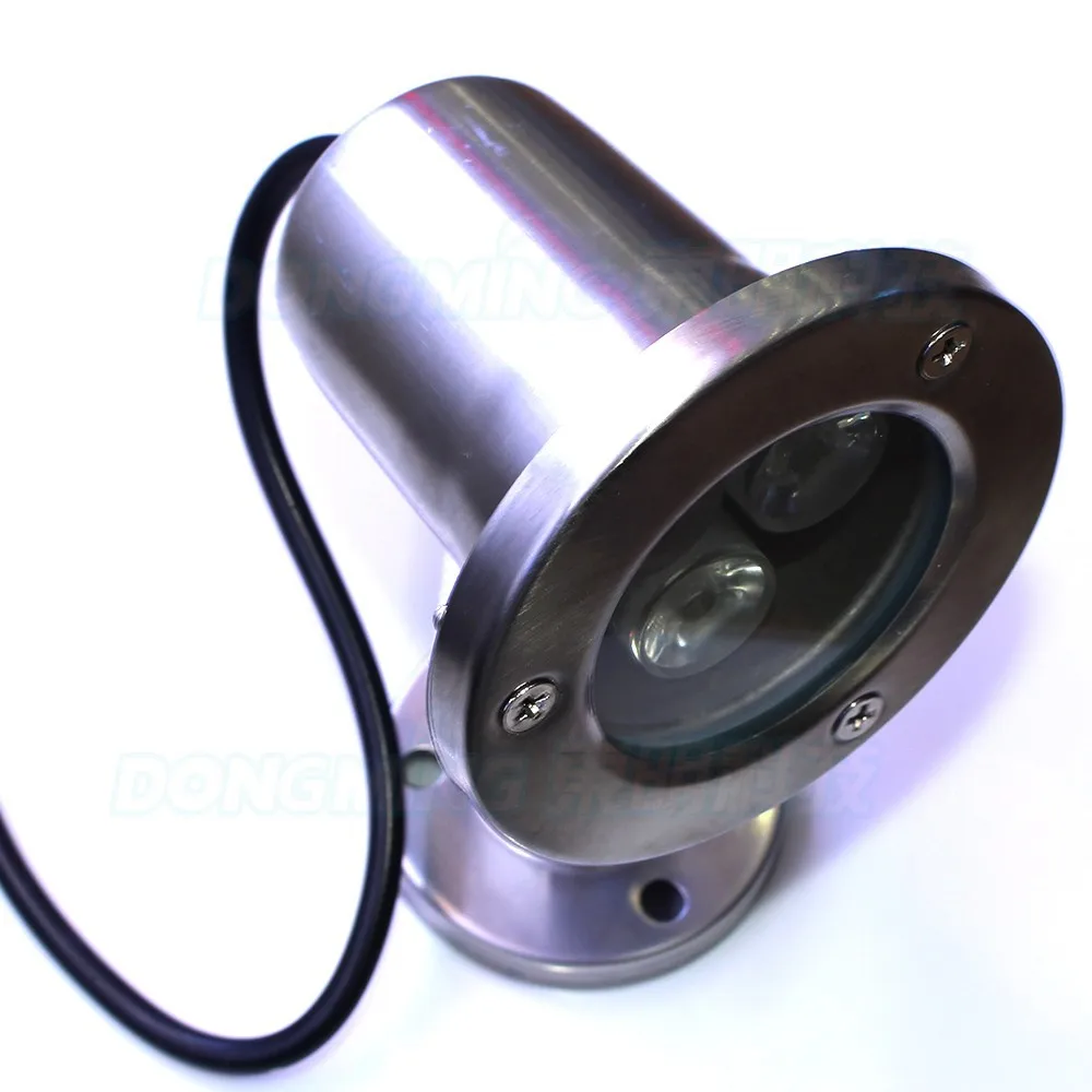 silver body stainless steel Convex lens led underwater pool lights red