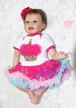 

22 Inch reborn babies dolls Princess Girl Dolls Soft Silicone reborn dolls colorful dress Newborn Toy kids gift bonecas