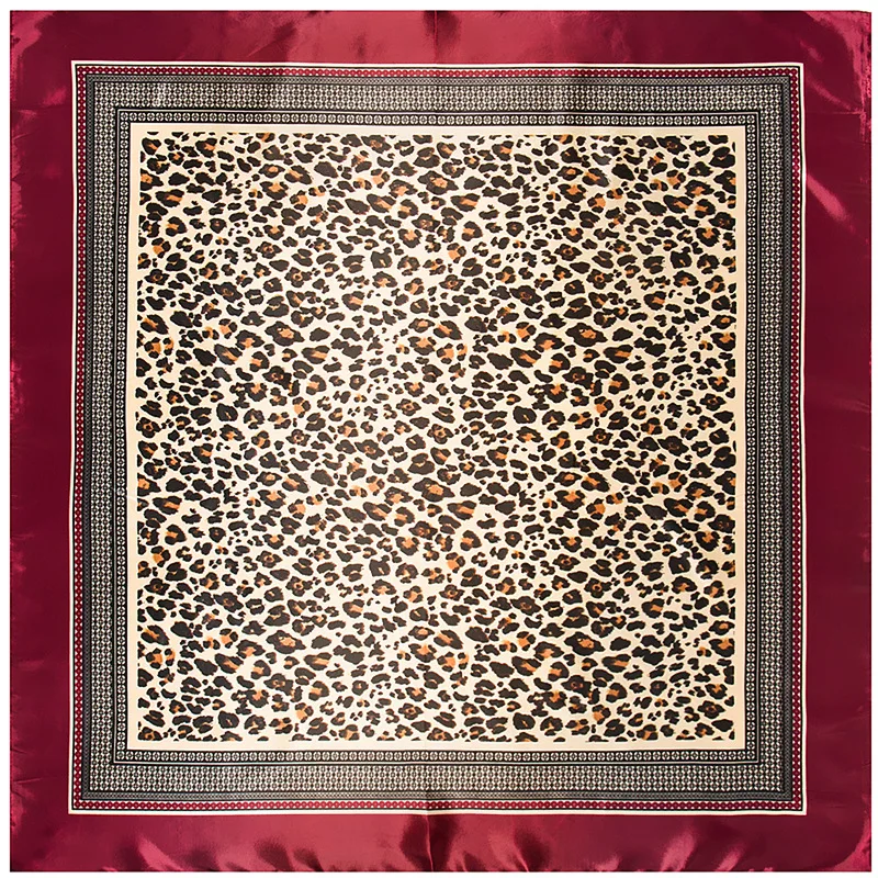 

Luxury brand animal leopard print women designer silk square scarf women kerchief headscarf head band size 90x90cm LL1809118