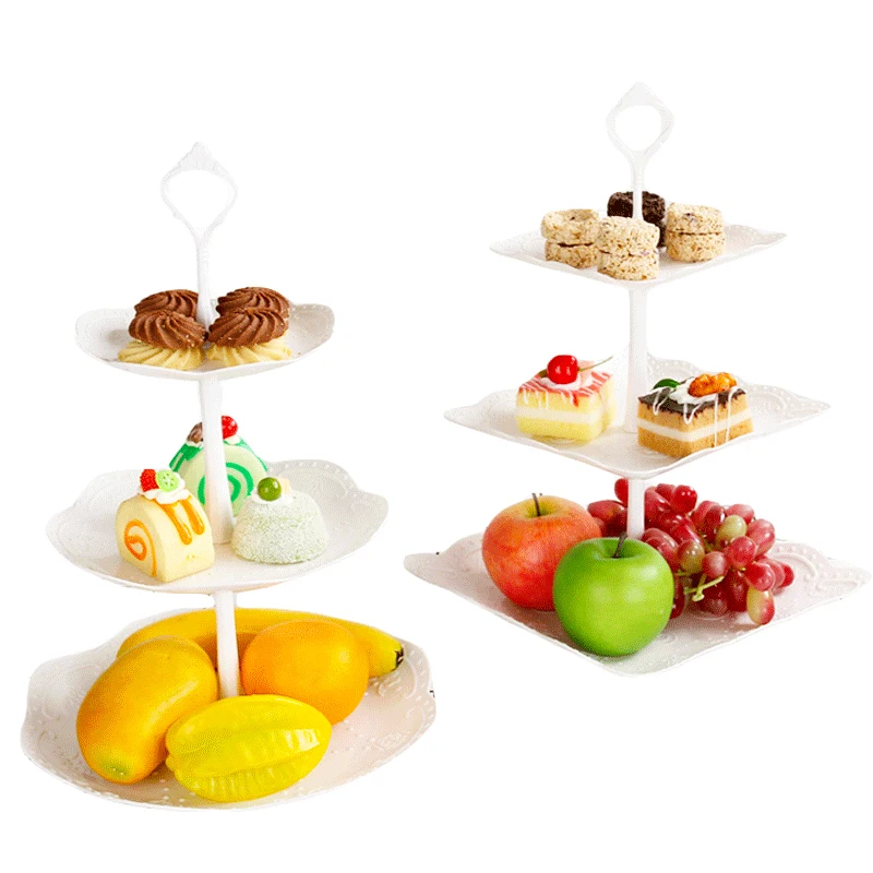 3 Tier Cake Stand Embossed Tray Three Layer Decor Cupcake Wedding Birthday Party Afternoon Tea Cake Stand Food Plate