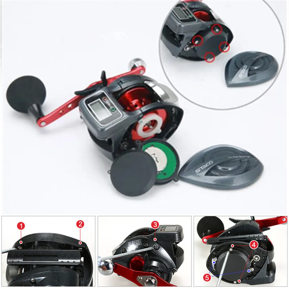 Carretel de Pesca com Display Contador de Água 13 + 1 Novo Rolamento Esquerda Direita Digital Linha Pesca Salgada Carpa Carretel 6.3: 1 Carcaça Rolagem 18 - 14 Cheap Carretilhas de pesca