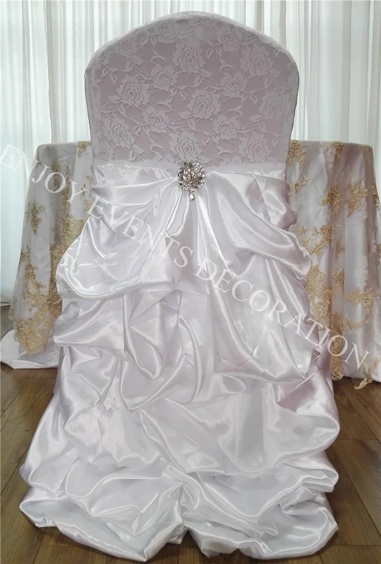

10pcs YHC#135 lace puffy ruffled ruched satin wedding decoration chiavari chair back cover