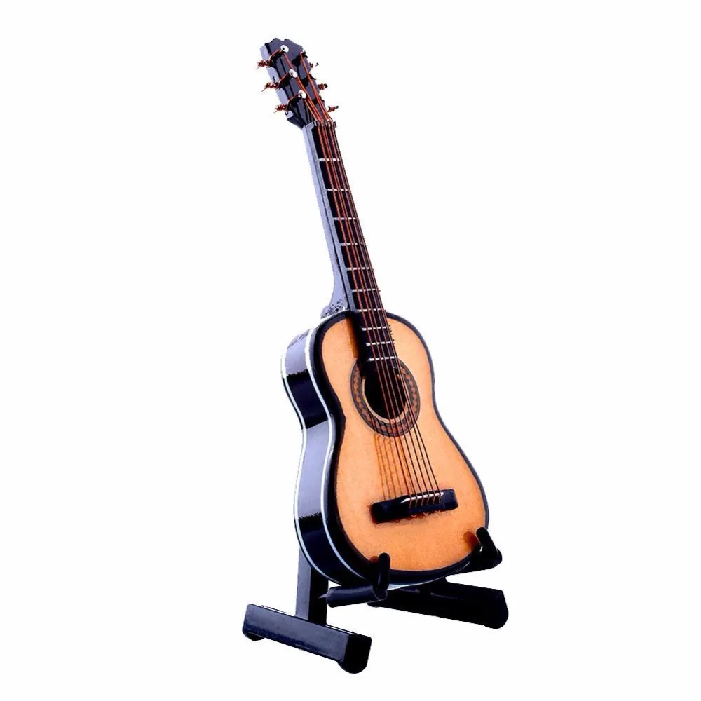 

Yuker 1:12 Dollhouse Mini Guitar Miniature Wooden Acoustic Guitar Musical Instrument With Case Stand Box Guitar Decoration