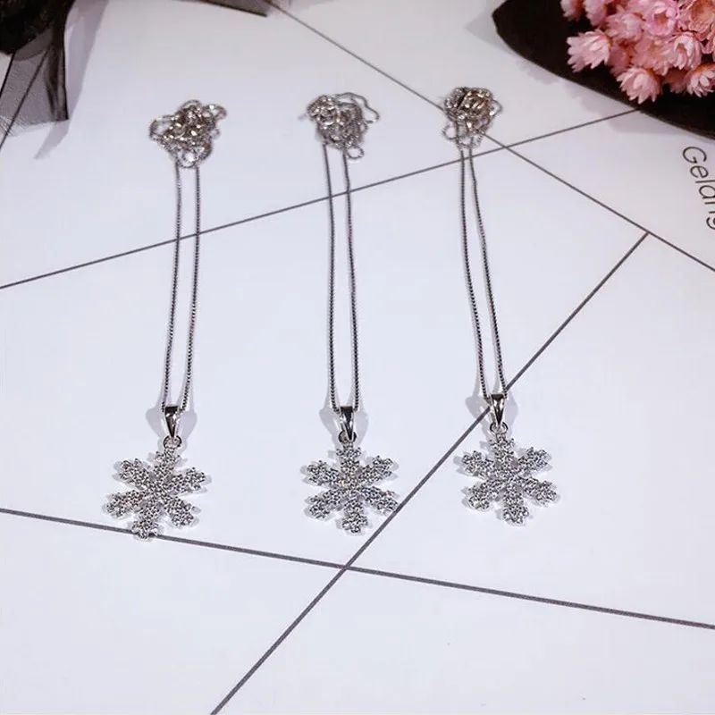 

Brand Snowflake Necklace Pendants For Women Luxury Fine Sterling Silver Jewelry Pave Diamant cz Stone Pendant Bijoux No Chain