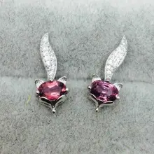 Натуральный сплав алюминия и магния Гранат Серьги-гвоздики s925 Серебряные серьги с натуральными драгоценными камнями для женщин вечерние изысканные серьги в виде лисьей морды ювелирные изделия