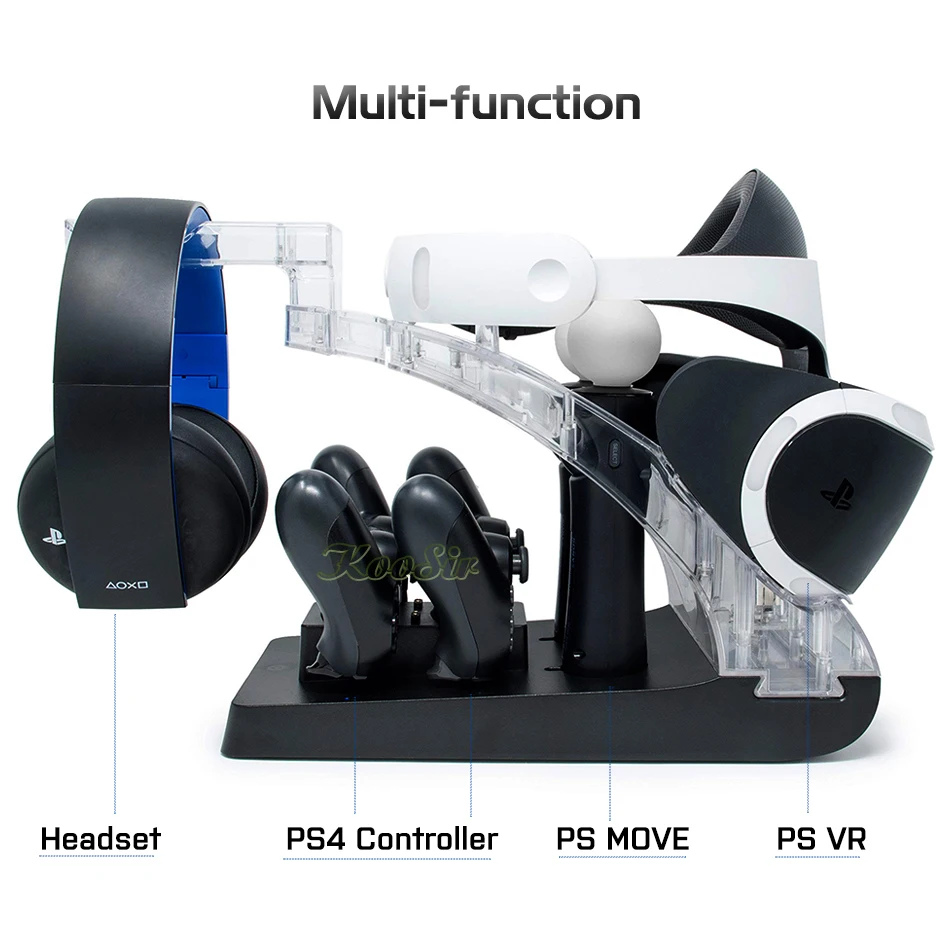  PS Move Motion PS4 Controller PSVR Headset Storage Showcase Joystick Charging Dock Station Stand Ho