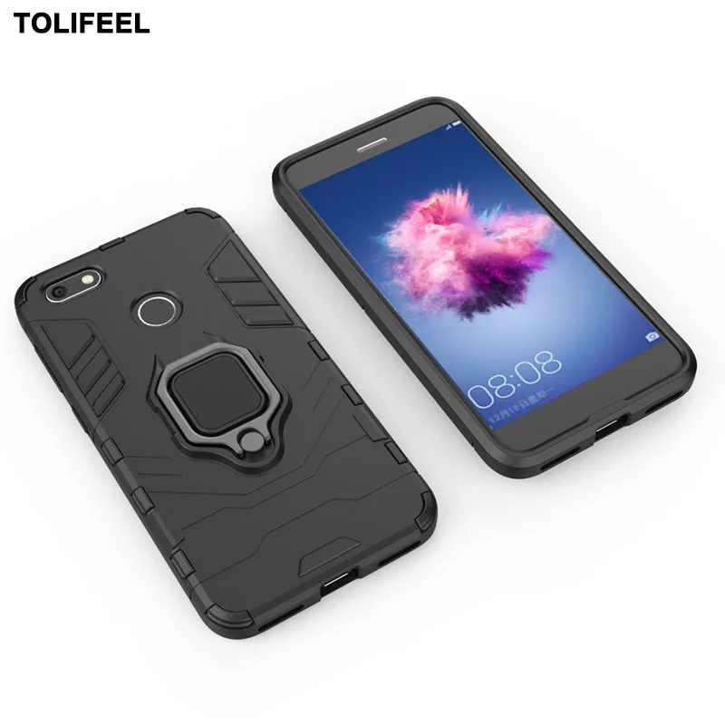 For Huawei P9 Lite Mini Case Robot Armor Phone Back Magentic Finger Ring Cover Y6 Pro 2017 Coque Shockproof Fundas |